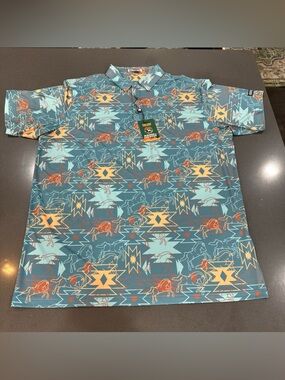 Raised By Coyotes Men's Western Wild Horses Southwest Golf Polo NEW UPF 50